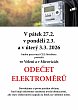 Odečty elektroměrů 27.2., 2.3. a 3.3. 2026